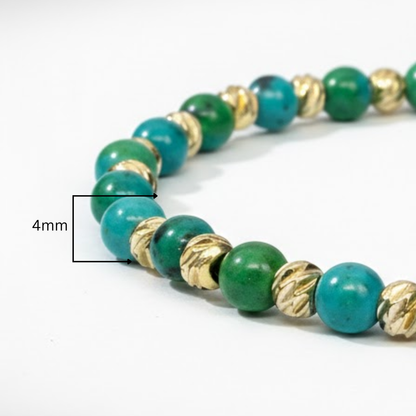 Bratara Elastica AURRA®, Green-Gold, Marime Universala, 4 mm