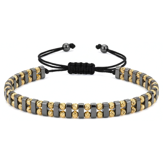 Bratara Reglabila AURRA®, 6 mm, Marime Universala, Dark Grey-Gold