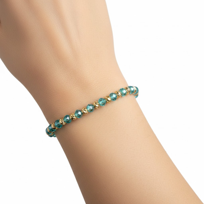 Bratara Elastica AURRA® , Bleu-Gold, Marime Universala, 4 mm