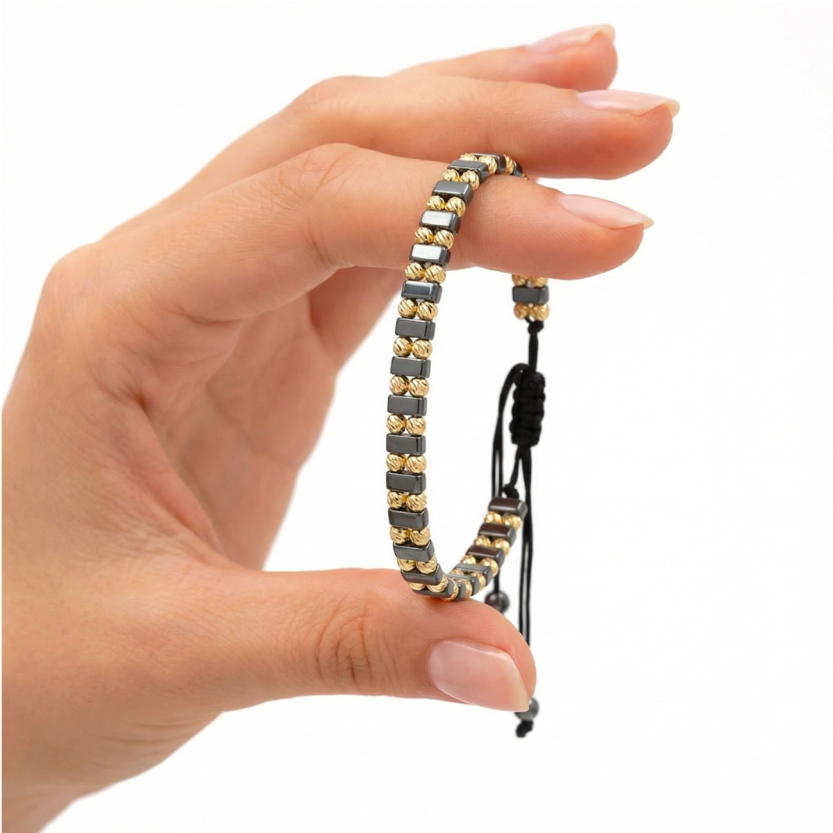 Bratara Reglabila AURRA®, 6 mm, Marime Universala, Dark Grey-Gold