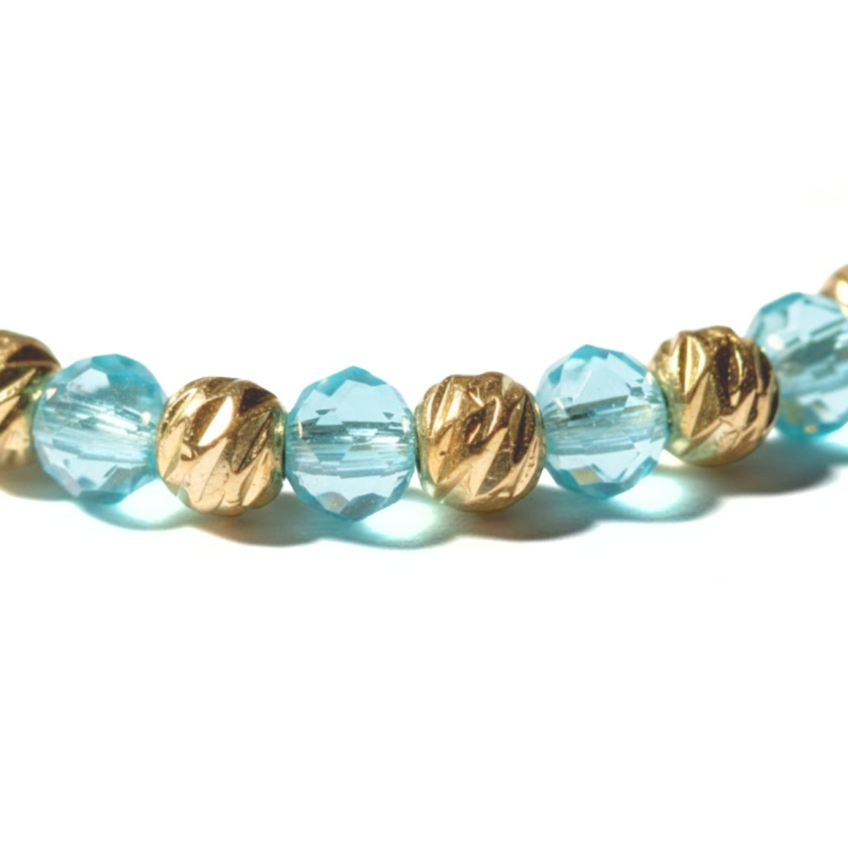 Bratara Elastica AURRA® , Bleu-Gold, Marime Universala, 4 mm