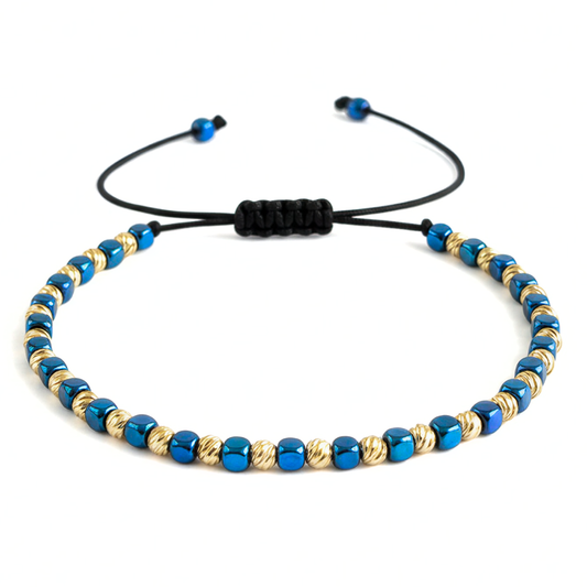 Bratara Reglabila AURRA®, Marime Universala, Blue-Gold, 2.5 mm