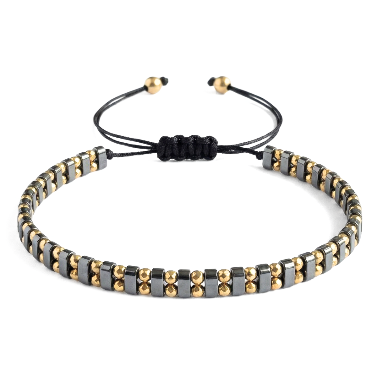 Bratara Reglabila AURRA®, 4 mm, Marime Universala, Dark Grey-Gold