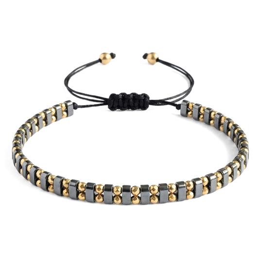 Bratara Reglabila AURRA®, 4 mm, Marime Universala, Dark Grey-Gold