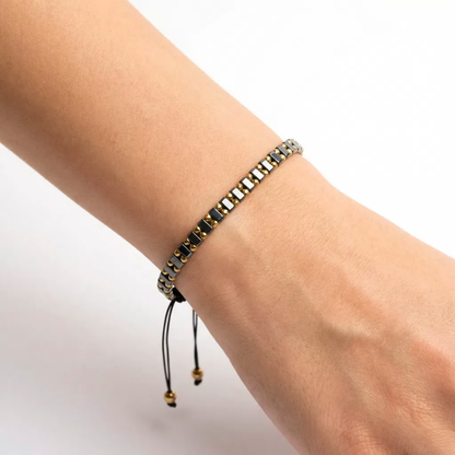 Bratara Reglabila AURRA®, 4 mm, Marime Universala, Dark Grey-Gold