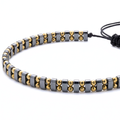 Bratara Reglabila AURRA®, 4 mm, Marime Universala, Dark Grey-Gold