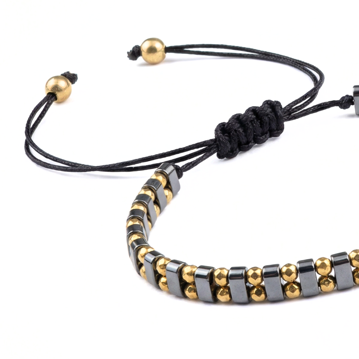 Bratara Reglabila AURRA®, 4 mm, Marime Universala, Dark Grey-Gold