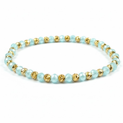 Bratara Elastica AURRA® , Turquoise-Gold, Marime Universala, 4 mm