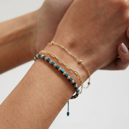 Bratara Reglabila AURRA®, Marime Universala, Blue-Gold, 4 mm