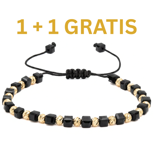 1 + 1 Gratis Bratara Reglabila AURRA®, Marime Universala, Black-Gold