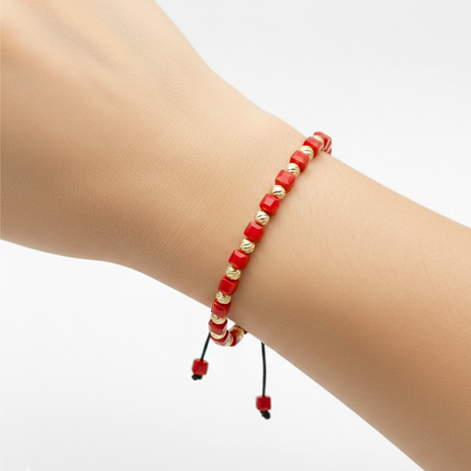 1 + 1 Bratara Reglabila AURRA®, Marime Universala, Red-Gold