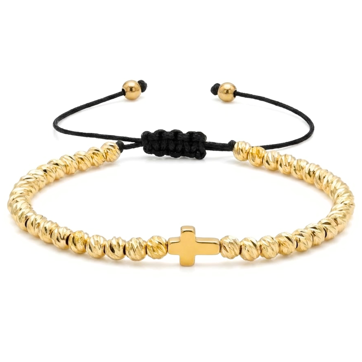 Bratara Reglabila AURRA® cu Pandantiv Cruce, Marime Universala, Gold