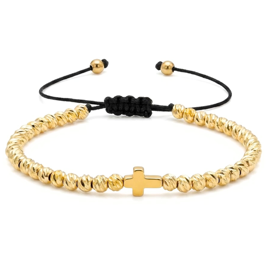 Bratara Reglabila AURRA® cu Pandantiv Cruce, Marime Universala, Gold