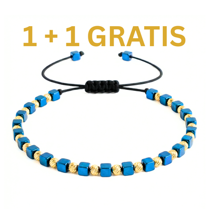 1 + 1 GRATIS Bratara Reglabila AURRA® Blue-Gold, Marime Universala, 4 mm
