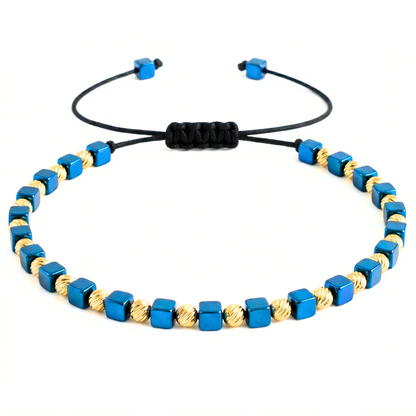 Bratara Reglabila AURRA®, Marime Universala, Blue-Gold, 4 mm