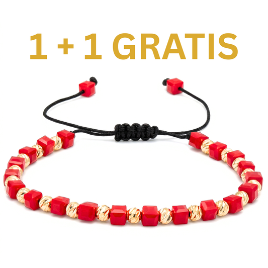 1 + 1 Bratara Reglabila AURRA®, Marime Universala, Red-Gold