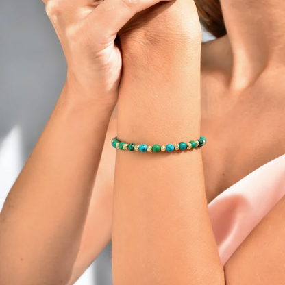 Bratara Elastica AURRA®, Green-Gold, Marime Universala, 4 mm